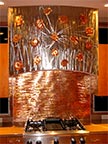 "Rangehood/Splash Art", Original, Torch Painted Copper & Stainless Steel, Custom: Made To Order © 2000-2006 Jageaux Fine Metal Art - Jason Hugh Mernick Artist  all rights reserved