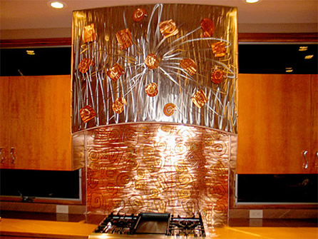 "Range Hood/Splash Art", Original, Torch Painted Copper & Stainless Steel - Jason Mernick