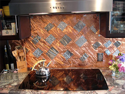 "Kitchen Backsplash", Stainless Steel & Copper, Luxury Condo - Westwood, CA - Jason Mernick