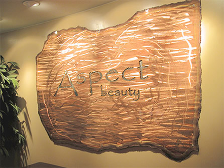  "Aspect Sign", Original, Torch, Artist's Copper Reproduction Of Buisiness Logo For High End Salon/Spa (www.aspectbeauty.com) - Jason Mernick